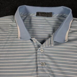 G Fore Men's Blue White Striped Performance Golf Polo Shirt Casual Wear Size L